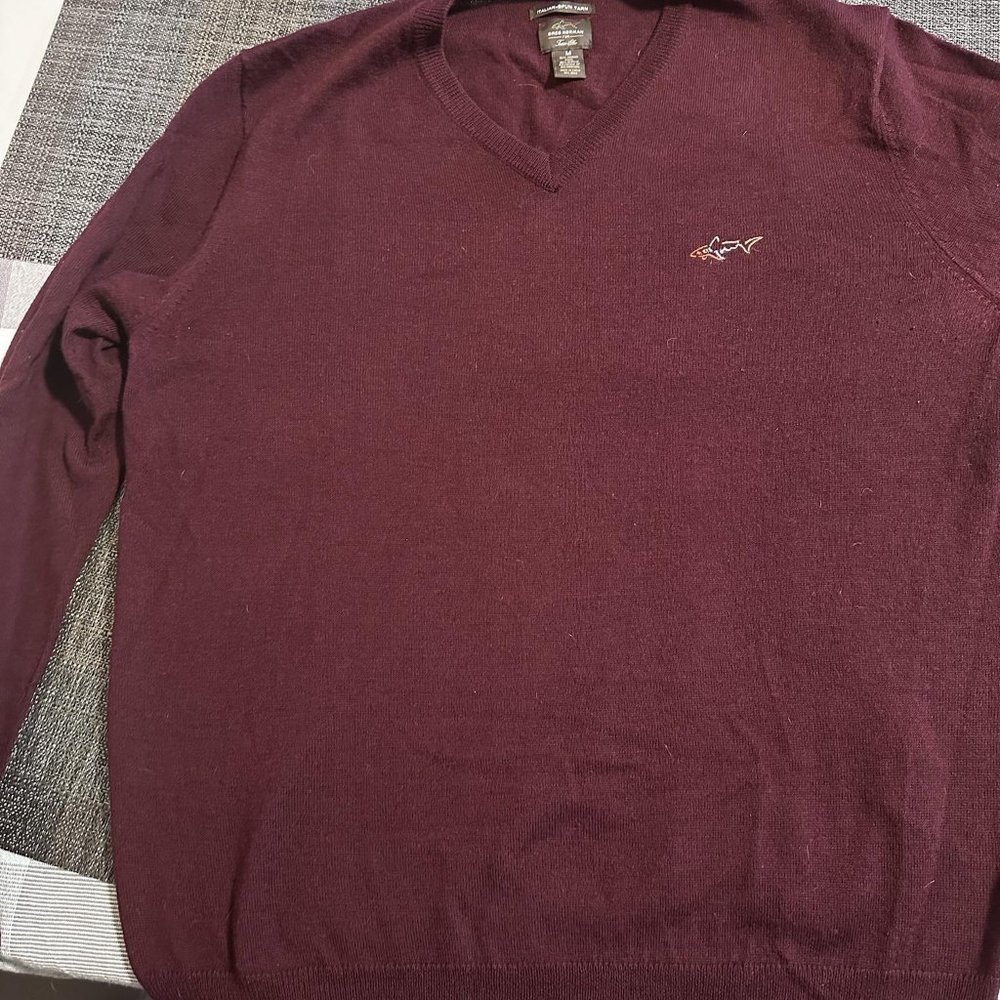 Greg Norman  Merino Wool/Acrylic v-neck sweater maroon red mens Medium M